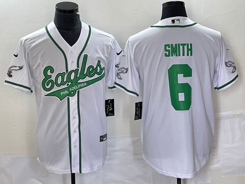 Men Philadelphia Eagles #6 Smith White Co Branding Game NFL Jersey style 5